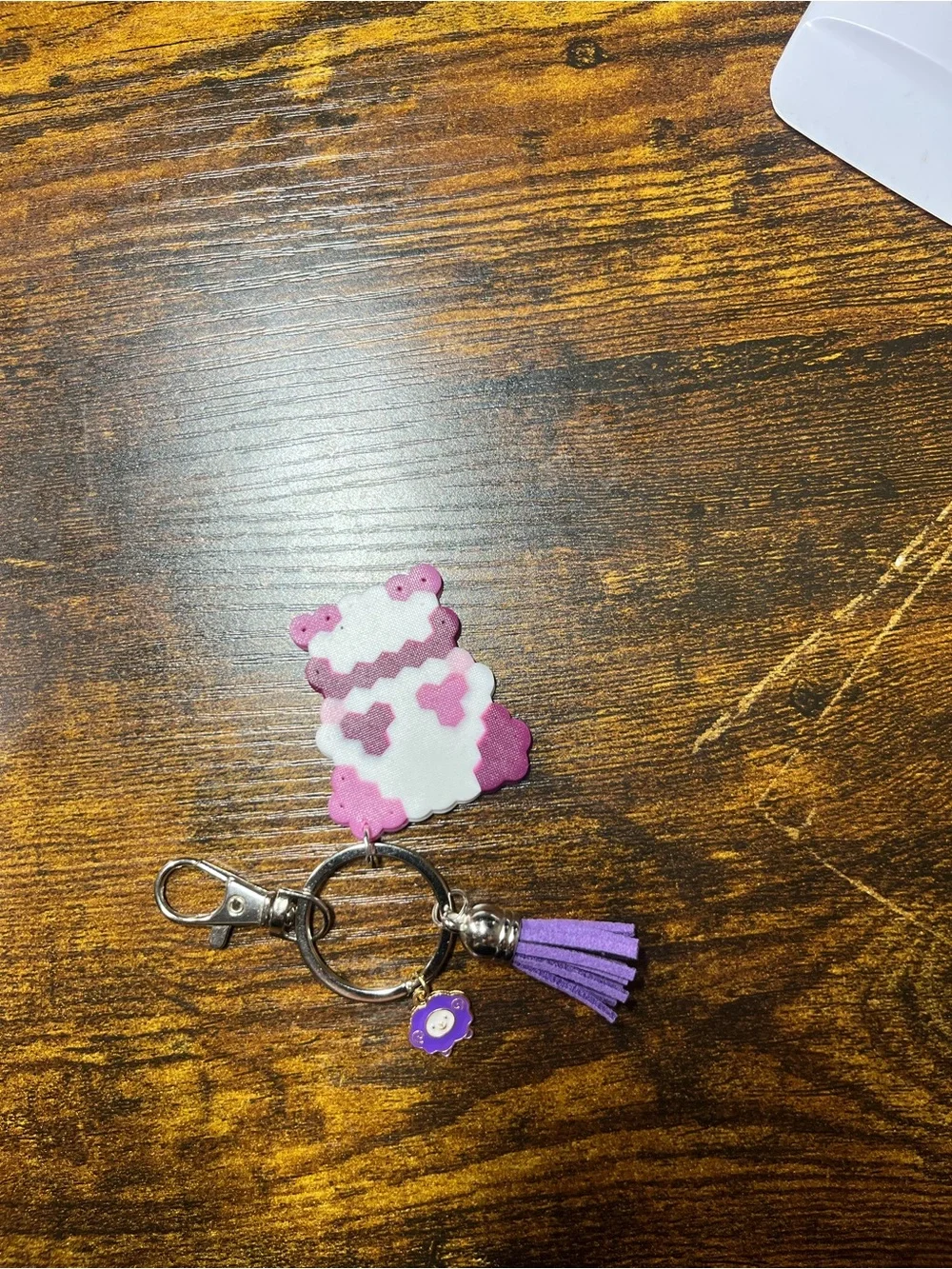 Kids Purple & White Panda Keychain with Tassel